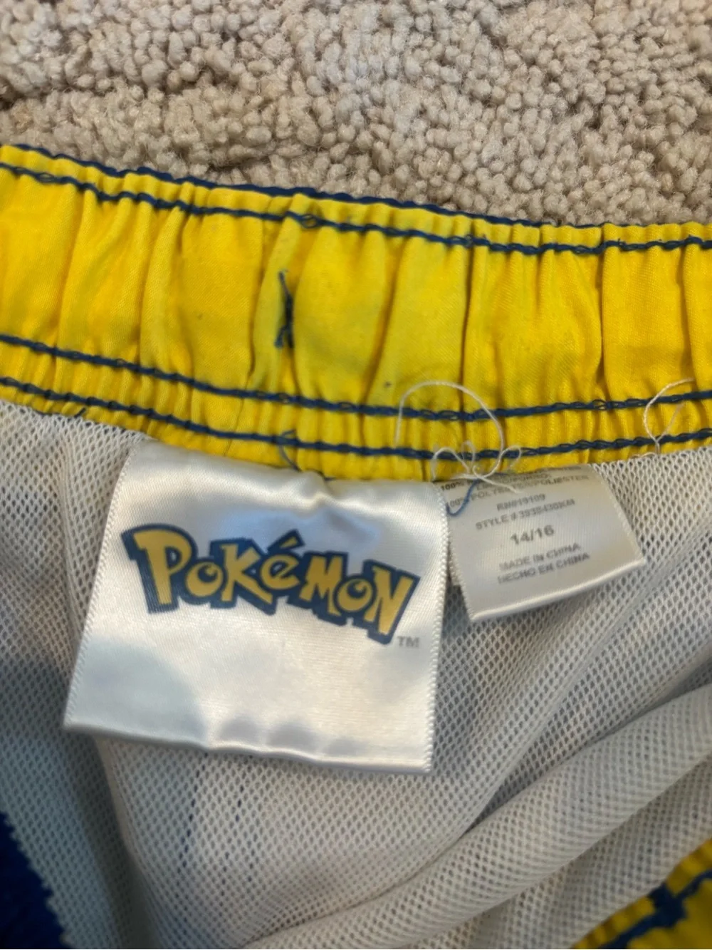 Blue & White Tie-Dye Pokemon Pikachu Boys Kids Swim Trunks Shorts Comfy 2019